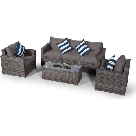 Giardino Sydney 5 Seater Rattan Sofa Set with Drinks Cooler Coffee Table - Grey (1/5)