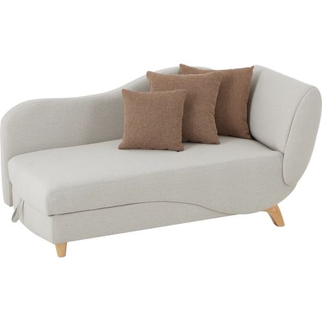 Chaise longue letto con contenitore in Tessuto Beige PENELOPE (1/5)