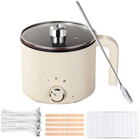 Pot de cire à fondre pour la fabrication de bougies - 1,8 l - Pot intelligent pour faire soi-même des bougies - Avec mèches, autocollants pour mèches, cuillère mélangeuse (1/5)
