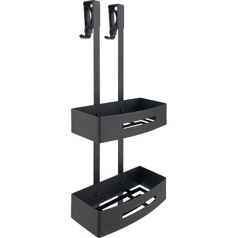 Portaoggetti appendibile 2 ripiani in acciaio inox AISI 304 Gedy serie POSEIDON - Nero Matt