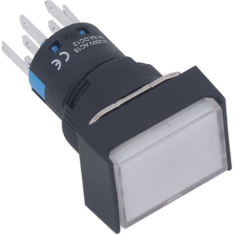 Interrupteur à bouton-poussoir momentané avec rondelle, en ABS, avec témoin lumineux intégré pour moteurs d'appareils électroménagers, 12 V CA/CC. (1/5)