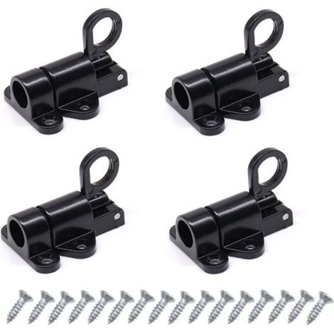Lot de 4 verrous de porte, verrous de porte automatiques, verrous de porte extérieure, verrous de fenêtre, verrous à ressort, verrous de porte en aluminium noir avec vis