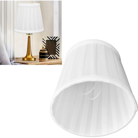Lampenschirm aus Stoff, minimalistischer europäischer Stil, Lamellenstruktur aus Stoff, zweiteilige Clipbefestigung, kompatibel mit E14-Leuchtmitteln (Tisch-, Steh-, Pendel- und Wandleuchten) 0205 (1/5)
