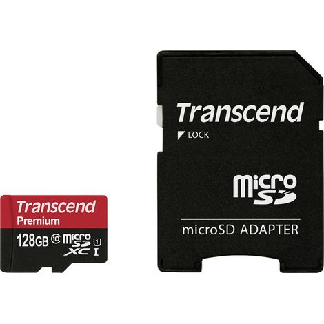 Carte microSDXC Transcend Premium 128 GB Class 10, UHS-I avec adaptateur SD (1/3)