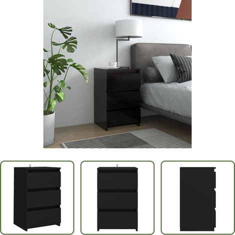 Nachtkonsole -  Nachttisch Schwarz 40x35x62,5 cm Holzwerkstoff (1/5)