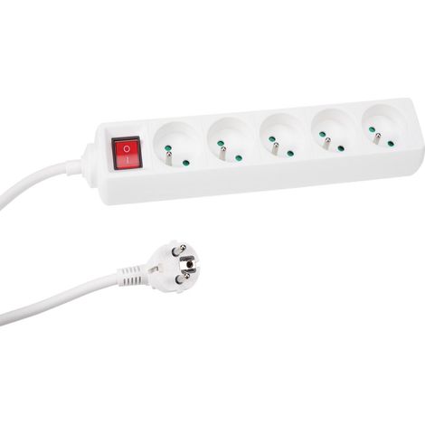 BLOC MULTIPRISES 5 PRISES AVEC INTERRUPTEUR PEREL EB5S (1/3)
