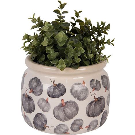 Pot de Fleurs céramique Citrouille gris 20x15cm (1/3)