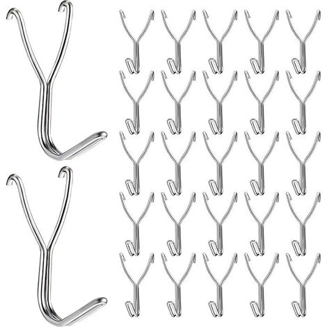 Lot de 50 crochets en acier inoxydable de 20 mm pour cuisine, garage, rangement, accessoires, outils d'établi, fournitures d'artisanat (1/5)
