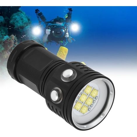 Lampe de plongée à 14 LED, éclairage sous-marin portable et lampe d'appoint pour la photographie, étanche jusqu'à 100 mètres de profondeur, trois couleurs de lumière, sept modes d'éclairage, boîtier e (1/5)