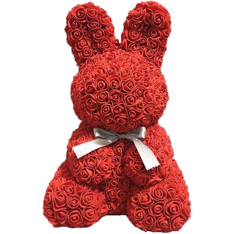 Valentinstagsgeschenk: Ewiges rosa Kaninchen mit Schaumstoffblumen, romantische Simulation (1/5)