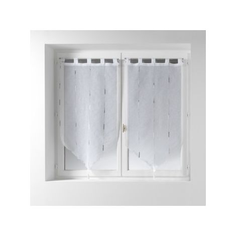 Douceur D'Intérieur – Paire de voilages 2 x 60 x 120 cm – Voile sablé en polyester – Finition pompons – Accroche passants – Tamisant pour intérieur (1/3)