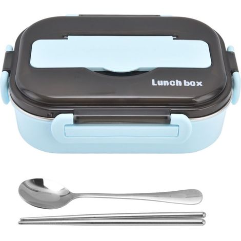 Boîte-repas isotherme en acier inoxydable 304 portable, 3 couches bleu nordique pour école, bureau et plein air (1/5)