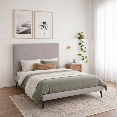 Letto una piazza e mezza con rete inclusa Stiletto tessuto Enjoy grigio chiaro