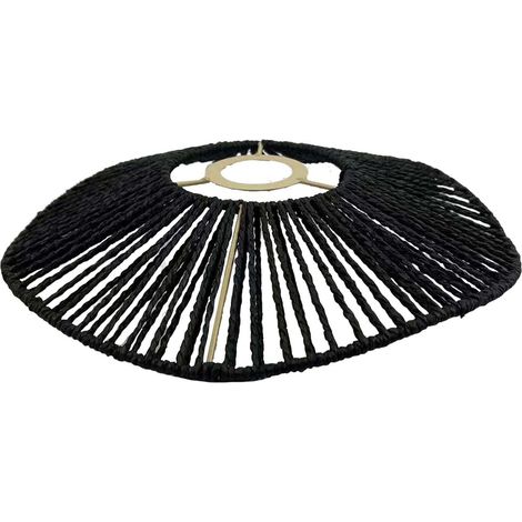 Pantalla de lámpara de cuerda tejida a mano, pantalla de lámpara de techo rústica, decoración hecha a mano, lámpara de mesa, lámpara colgante, pantalla de lámpara colgante para E27, negra (1/4)