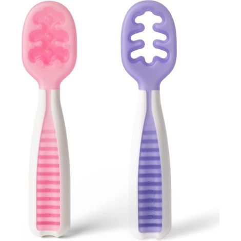 Cucharas de entrenamiento para bebés, 2 cucharas de silicona prefabricadas, ideales para la introducción de alimentos sólidos. Recomendado por expertos en alimentación complementaria. (1/5)