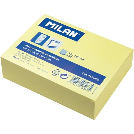 MILAN BLOC NOTAS ADHESIVAS 250 HOJAS 75X100MM AMARILLO CLARO
