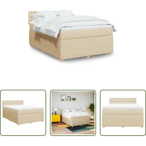 Matelas à ressorts ensachés - Sommier à lattes de lit avec matelas Crème 140x190 cm Tissu (1/5)