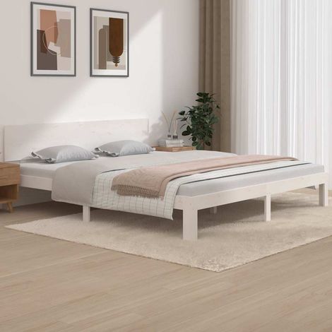 Bed Frame without Mattress White 180x200cm Super King Size vidaXL (1/5)