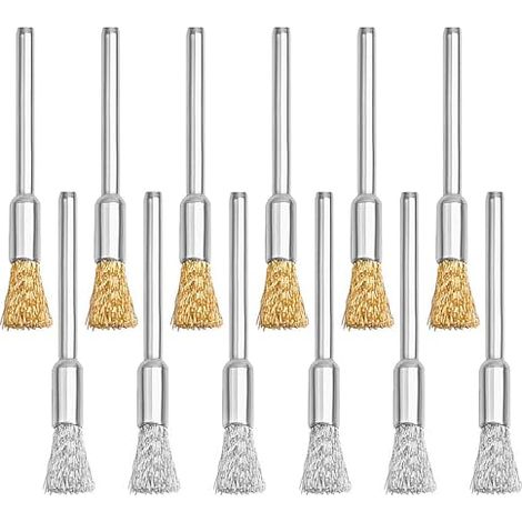 Lot de 20 brosses métalliques en acier inoxydable pour petite perceuse, brosses métalliques, mini forets en fil d'acier, set de brosses rotatives, pour le nettoyage de la rouille, la corrosion, la (1/4)