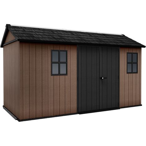 Casetta Box da Giardino 230x413x246 cm Newton Plus 7513/1375 Doppia Opzione Montaggio in Resina Evotech+ Marrone (1/5)