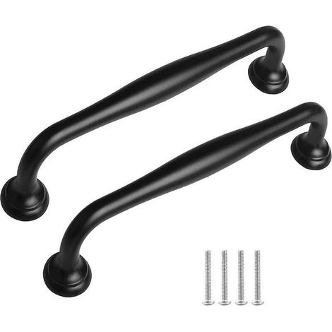 Lot de 8 poignées de cuisine noires de 96 mm avec vis pour porte de placard et tiroir (1/3)