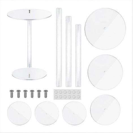 Présentoir à gâteau rond en acrylique transparent, lot de 3, idéal pour table de desserts et buffets de mariage (1/5)
