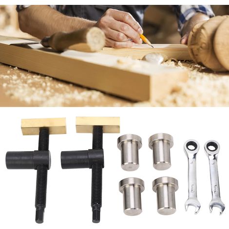 Ensemble d'étau de table pour le travail du bois, dispositif de retenue pour assemblages à tenon et mortaise, accessoires de verrouillage et de fixation, noir 20 mm. (1/5)