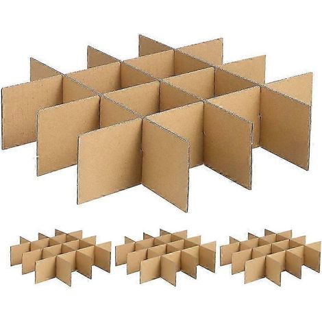 4 jeux de séparateurs pour boîtes en carton, séparateurs pour boîtes en carton, séparateurs pour emballage en verre, boîtes d'emballage, séparateurs, plaques, boîtes de déménagement en carton, séparat