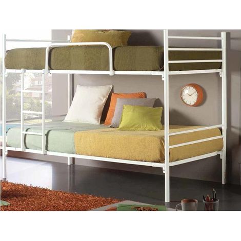 LETTO A CASTELLO METALLICO LUNA - Bianco - 80 x 190 - Senza letto aggiuntivo