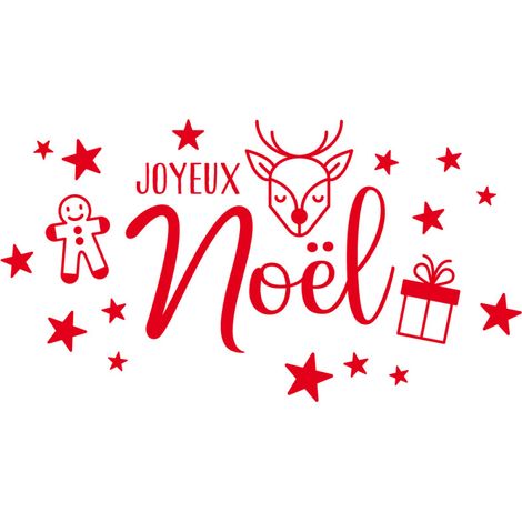 STICKER VITRINE JOYEUX NOEL (VITR008).- Rouge - 58 x 31 cm