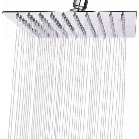 Soffione doccia quadrato da 10 pollici in acciaio inox, soffione doccia universale a pioggia, getto ad alta pressione girevole a 360°, autopulente, facile da installare e pulire. (1/5)