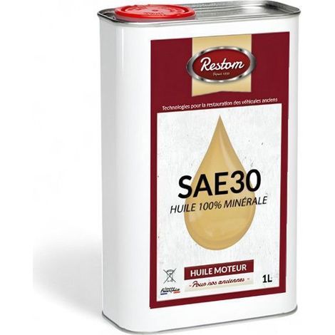 Restom - SAE 30 - Huile moteur pour véhicules anciens - 1L