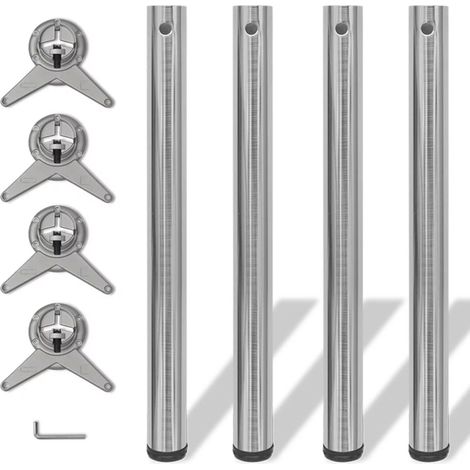 vidaXL Set Gambe Tavolo 4 pz in Nickel Spazzolato Regolabili 710 mm