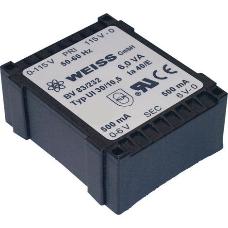 Weiss Elektrotechnik 83/235 Trasformatore per PCB 1 x 230 V 2 x 12 V/AC 6 VA 250 mA (1/2)