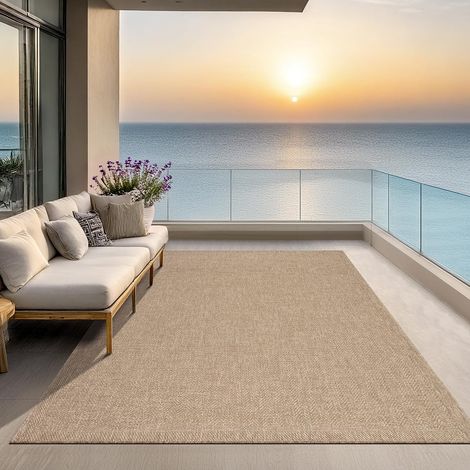 Tapis intérieur Confortable et élégant pour Salon, Chambre ou Couloir, Doux et Chaleureux, Facile à Nettoyer, Style Jute Naturel, également adapté pour l’extérieur, 240 x 340 cm (1/5)