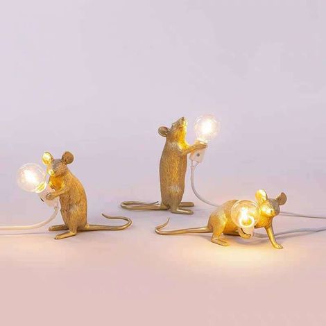 Lampe De Table Résine Moderne Souris Mouse Desk Nordic Kids 'Room Décor Lumière De Nuit Body Color Or Creep (1/5)