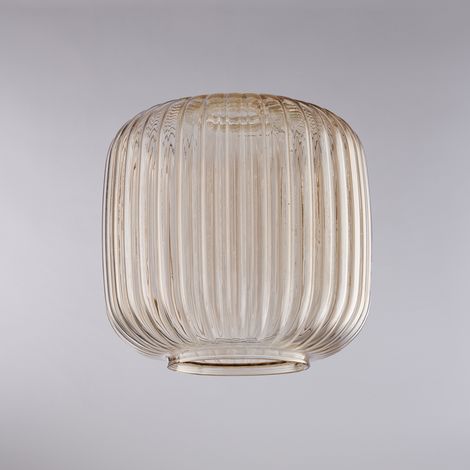 diffusore in vetro soffiato ambra con decoro rigatura in rilievo H.20 - Ø20