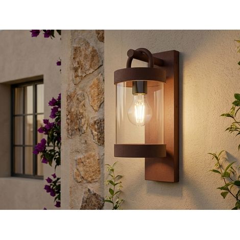 Außenwandleuchte SAMBESI Laterne im Landhausstil, Rostoptik, Höhe 33cm