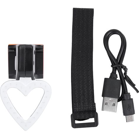 Phare arrière LED étanche USB rechargeable pour VTT vélo de montagne rouge cœur (1/5)