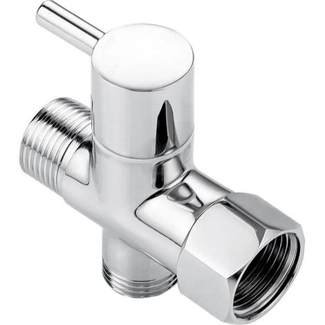T-Stück für Bidet, Messingadapter mit Absperrventil, 3-Wege-T-Stück 7/8" x G1/2 für Toilettenbrause (1/4)