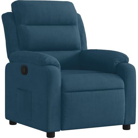Fauteuil lounge en velours bleu (1/5)