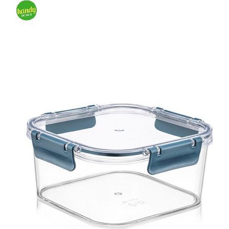 Contenitore per alimenti quadrato EasyClip H&H in vetro temperato 1800 cc