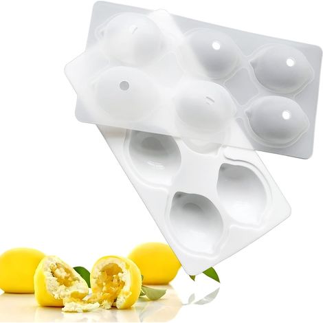 Lot de 6 moules silicone citron 3D antiadhésifs pour gâteaux, mousses et desserts réalistes.(blanc)