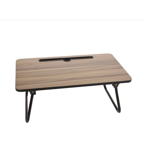Table pliable de chevet - noir et bois naturel - 52x30x21 cm - idéale pour lit, usage quotidien, pratique et gain de place (1/5)