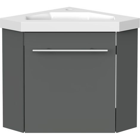 Ocean Meuble Lave-Mains Moderne à Suspendre avec lavabo, Meuble de Rangement avec Une Porte et 2 étagères 395 mm / Arthracite