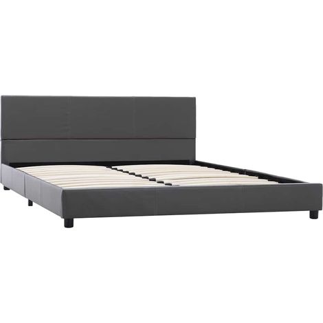 Maison Exclusive - Bettgestell Grau Kunstleder 140x200 cm (1/5)