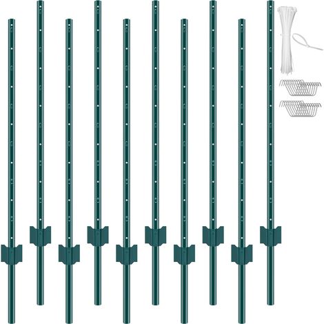 Poteau de Clôture en Métal 121,92 cm, Lot de 10, Piquets de Clôture en Acier au Carbone Robuste, Poteaux Métalliques pour Jardin, Pelouse, Fermes, Clôtures Extérieures, Potagers, Routes, Vert (1/5)