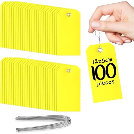 100 etichette gialle impermeabili per scaffali di negozi e magazzini. (1/5)