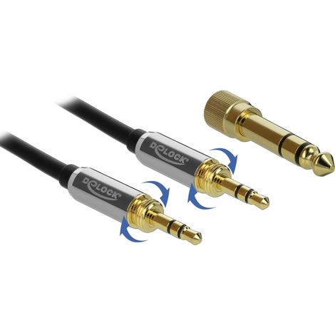 Delock Cable estÃ©reo de 3,5 mm, 3 pines macho a macho con adaptador de tornillo de 5 m