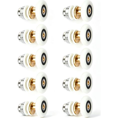 Roulettes de porte de douche 27mm – Lot de 10 pièces – Nylon et cuivre – Pour portes en verre 10-12mm – Installation facile (1/5)